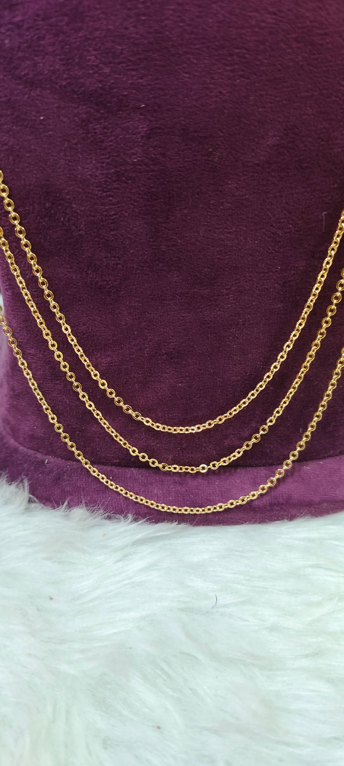 Premium micro gold plated 30" length 3 line step chandraharam