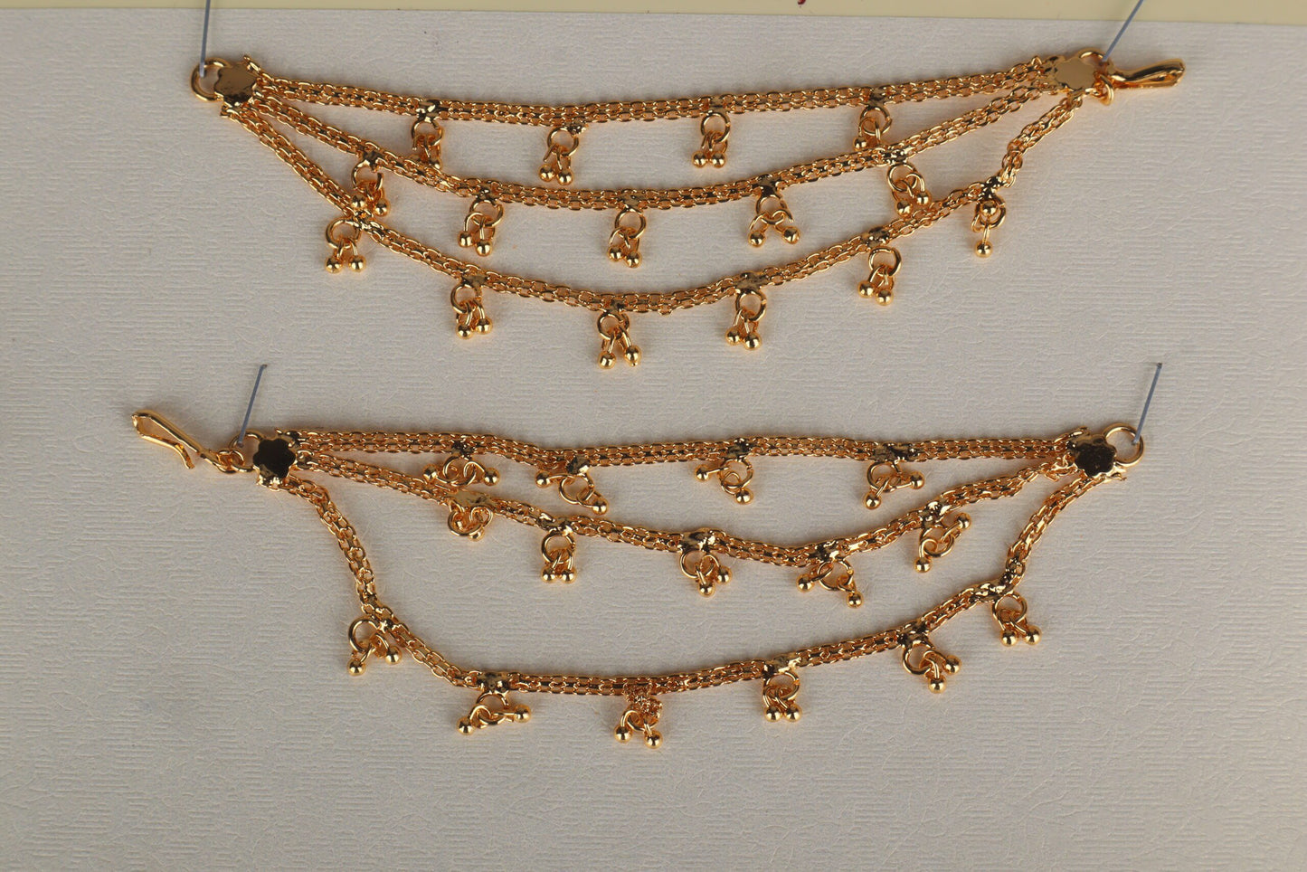 Golden Radiance Three-Lined Ear Chains (Gold Plated)