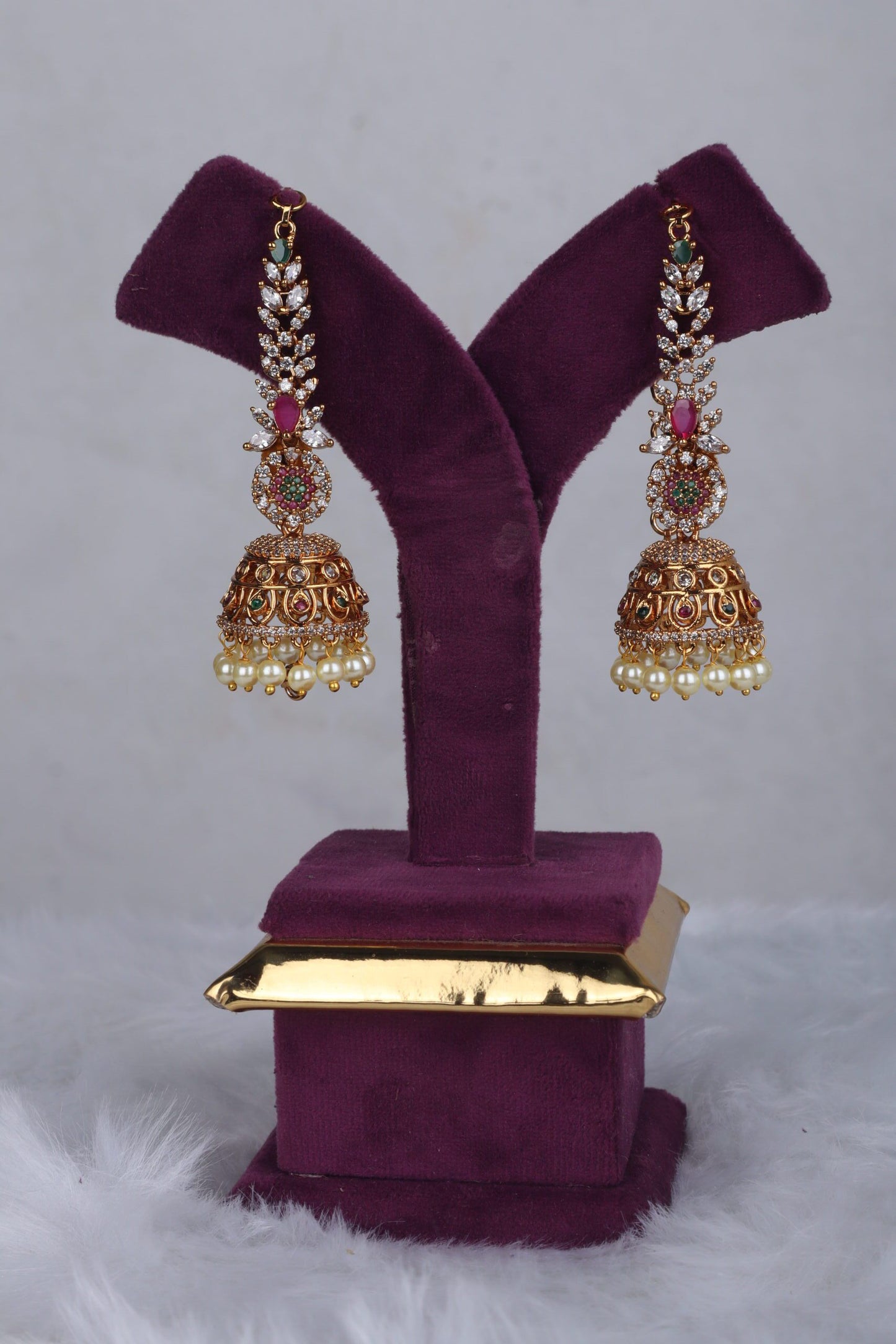 Royal Rajwadi CZ Bridal Jhumkas