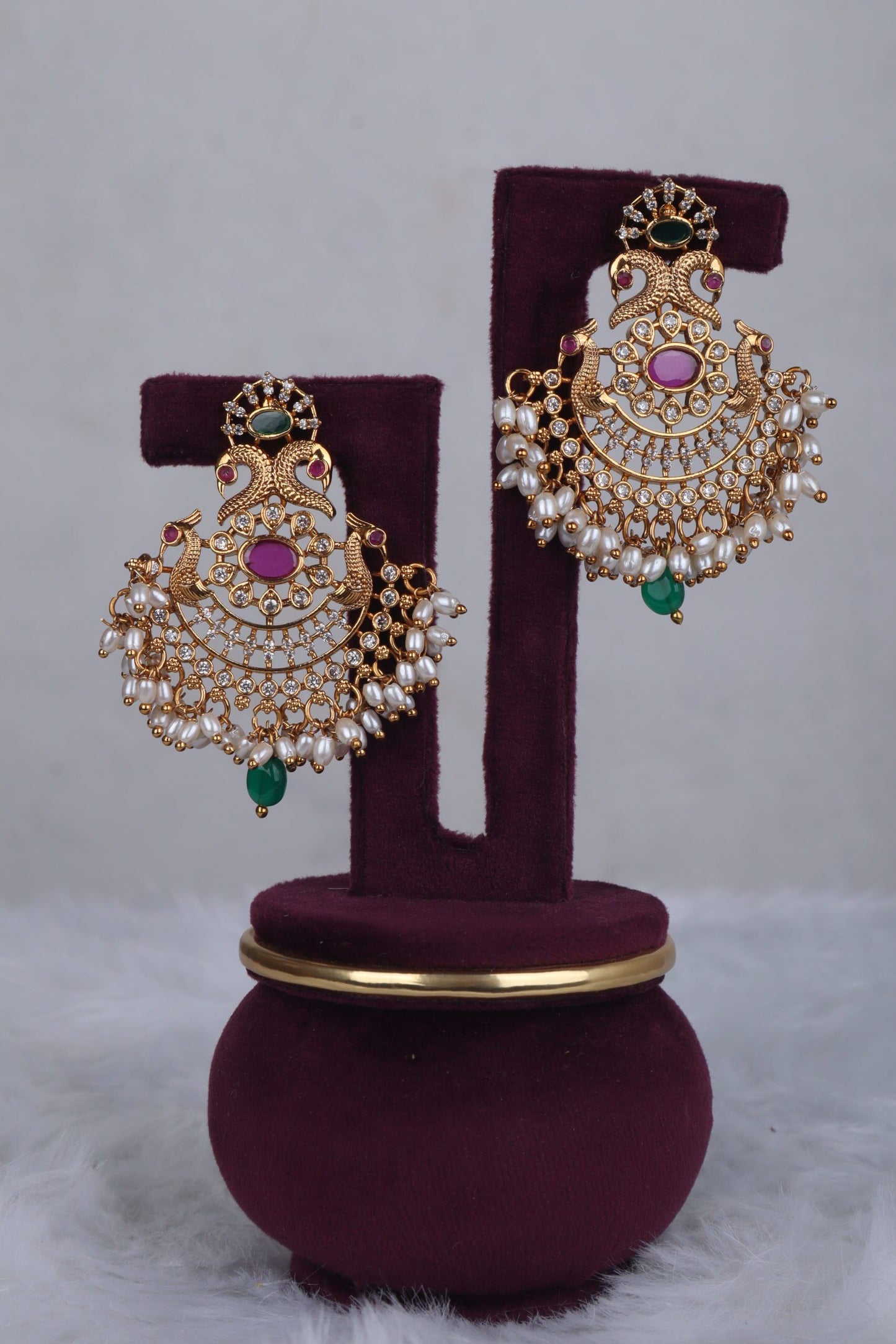 Regal Peacock Chandbali Earrings