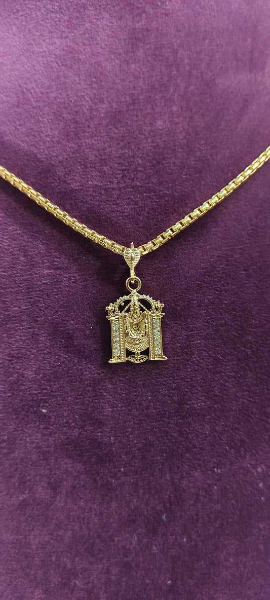 Lord balaji pendant with 18" microgold plated chain
