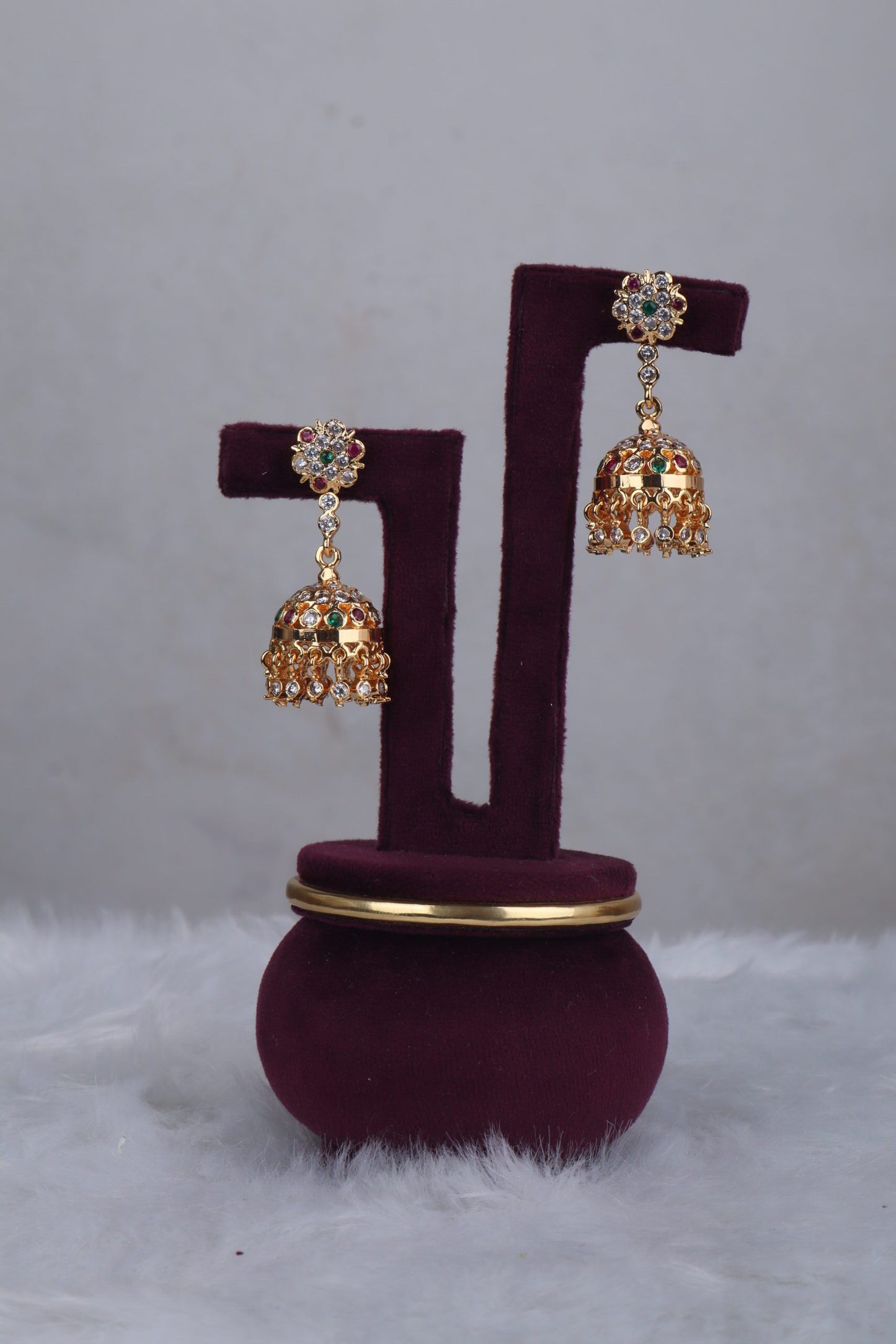 Multistone Hasli Panchaloham Jhumkas