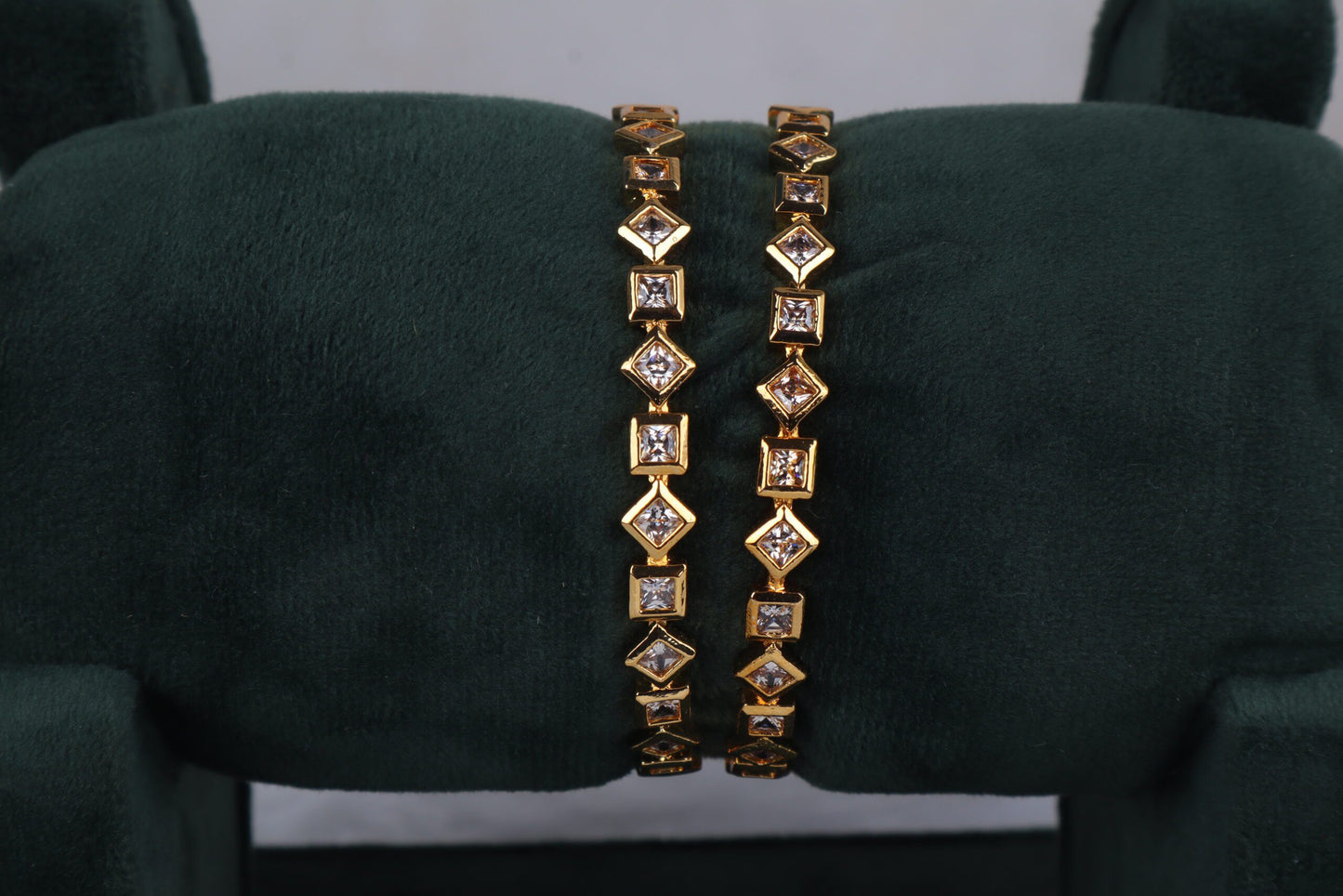Classic Square-Cut Stone Bangles