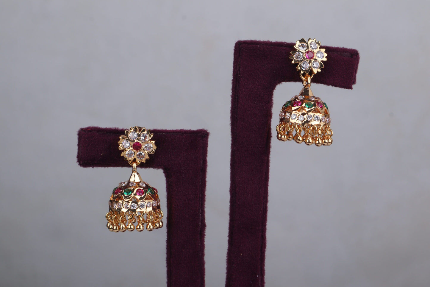 Floral Stone-Studded Jhumkas