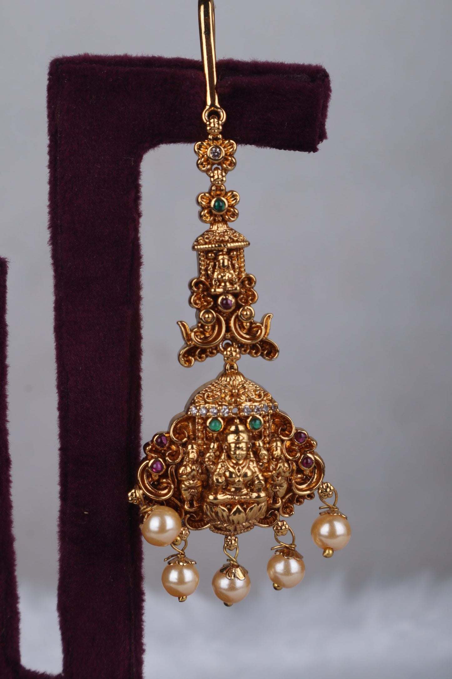 Lakshmi Maang Tika with Pearls Drops