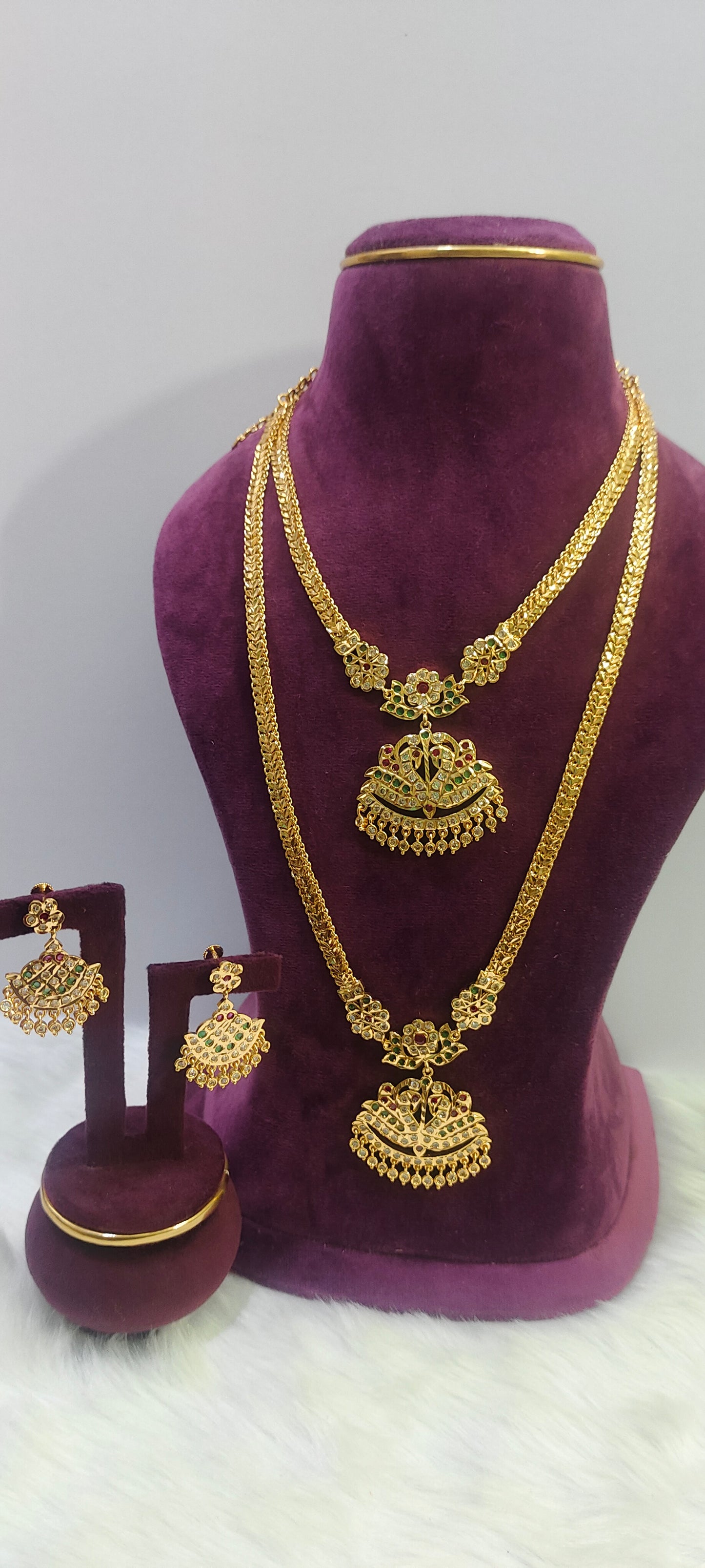 Panchaloham necklace and long haram set