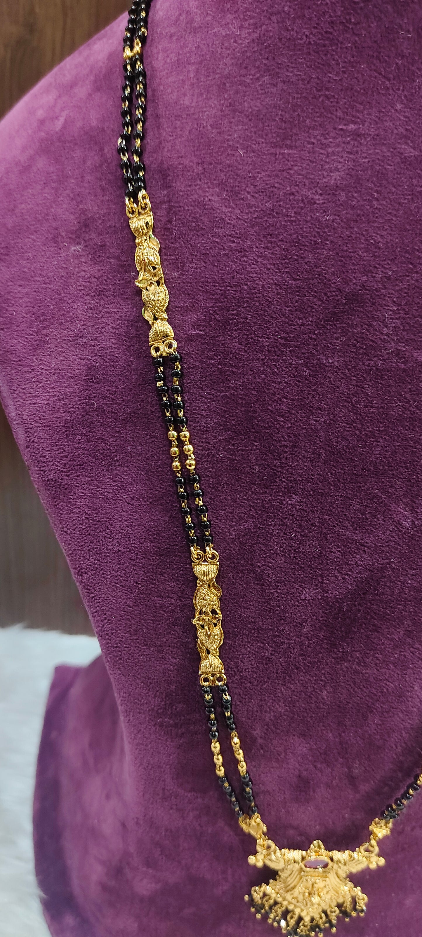 Premium nakshi 28" length long black beads( side patti design may changes)