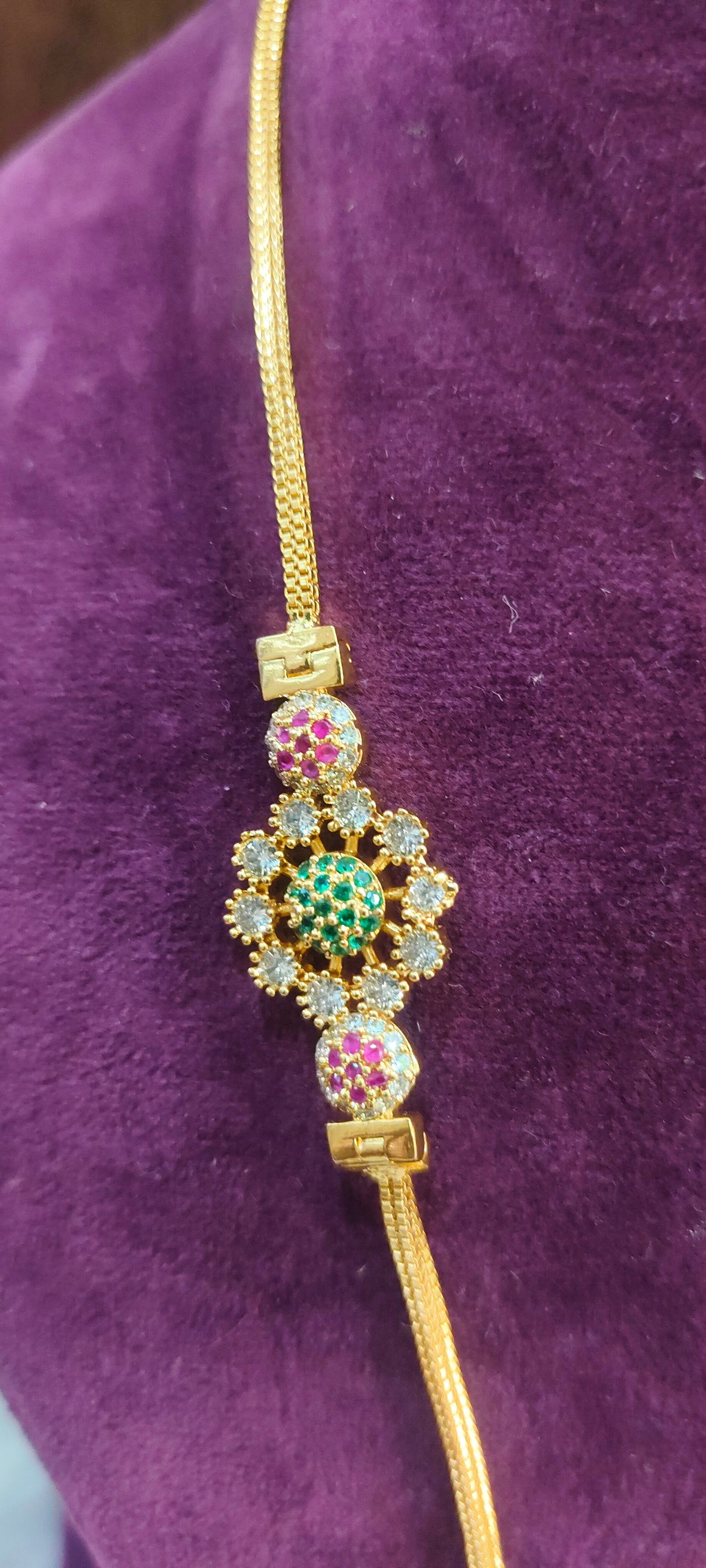 Premium micro gold plated 24" side pendant thali chain
