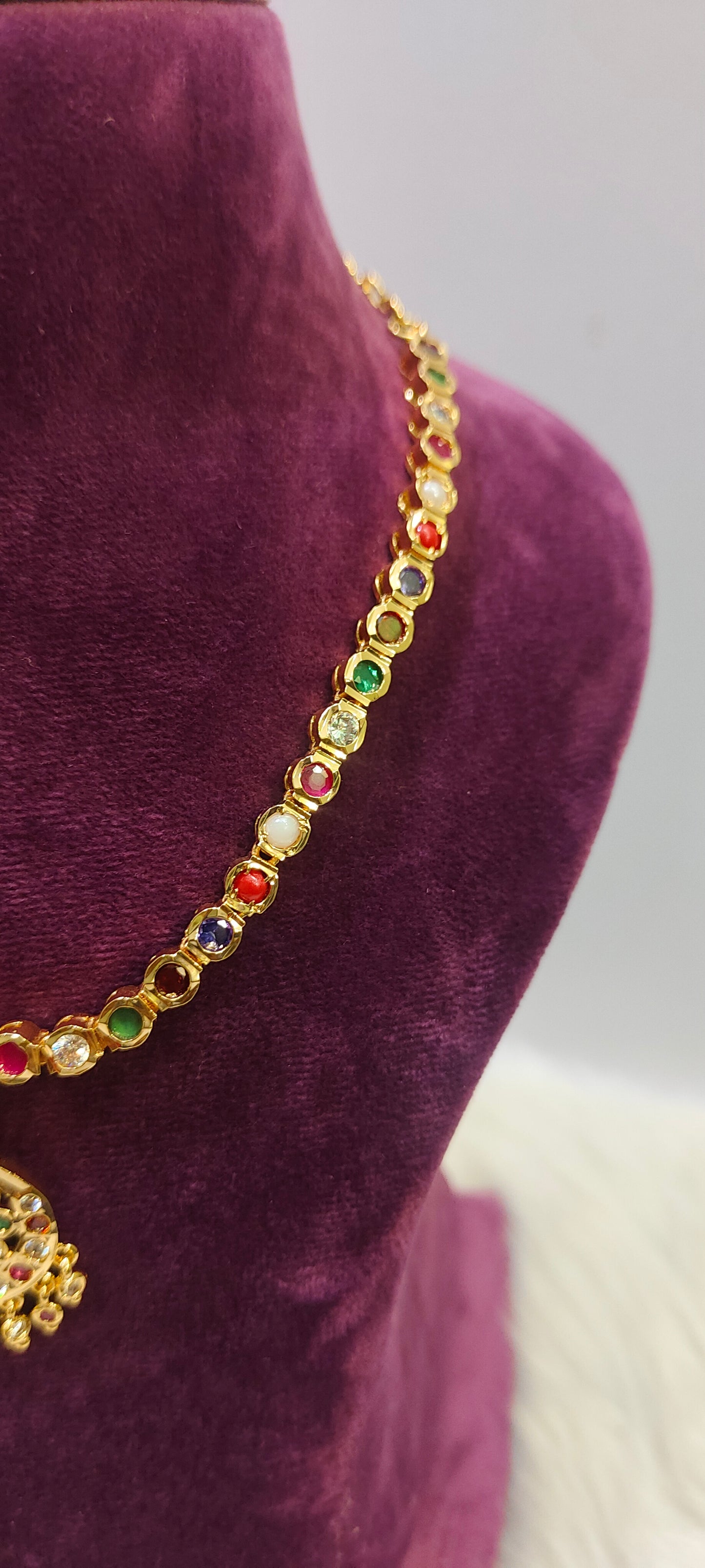Pure panchaloham navaratna necklace