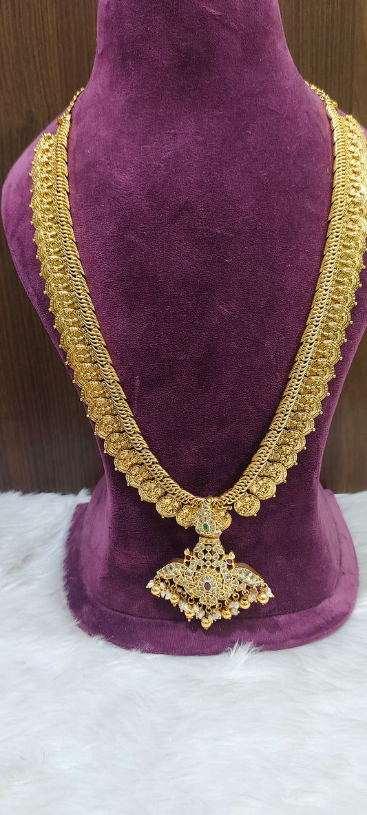 High premium nakshi 4 in 1 long haram set with detachable pendant