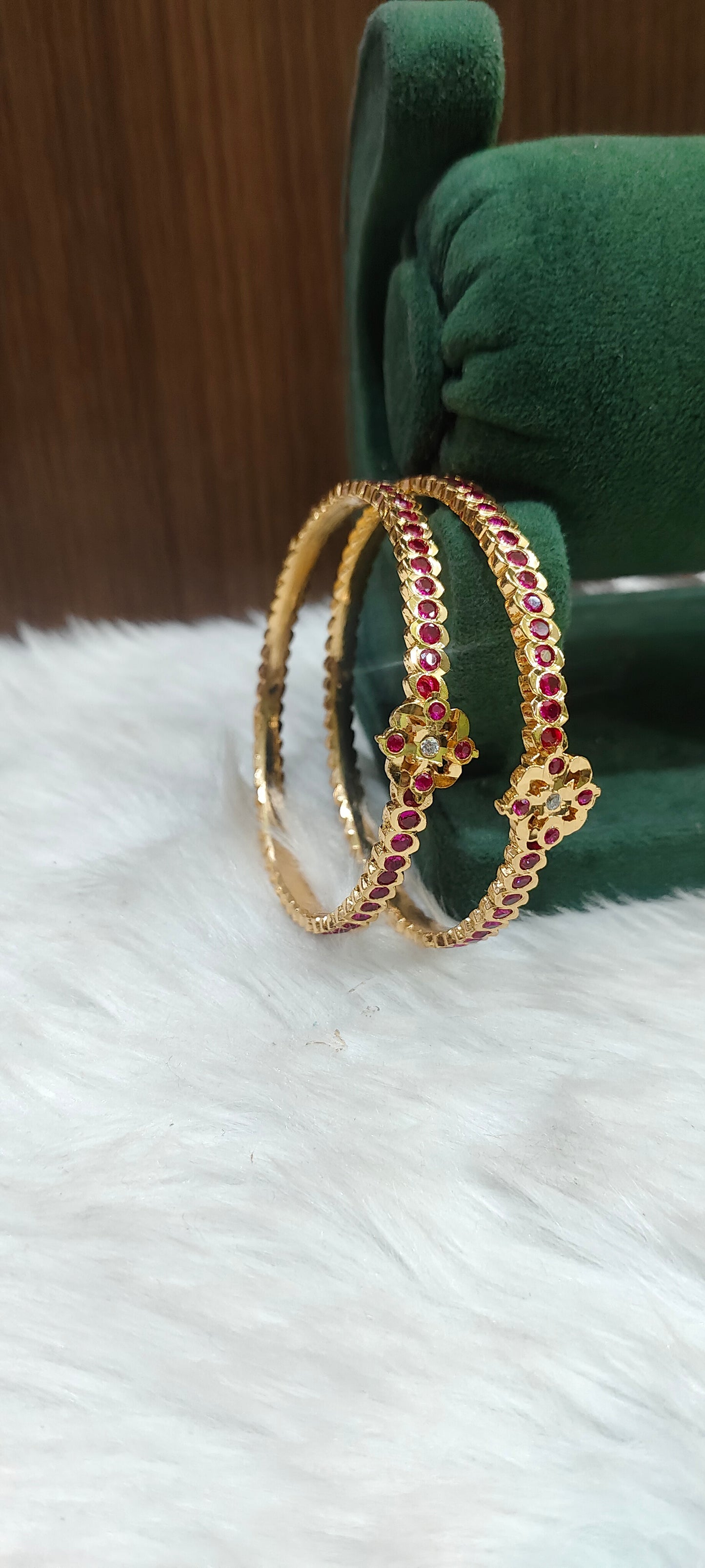 Pure panchaloham ruby colour 2 kada bangles