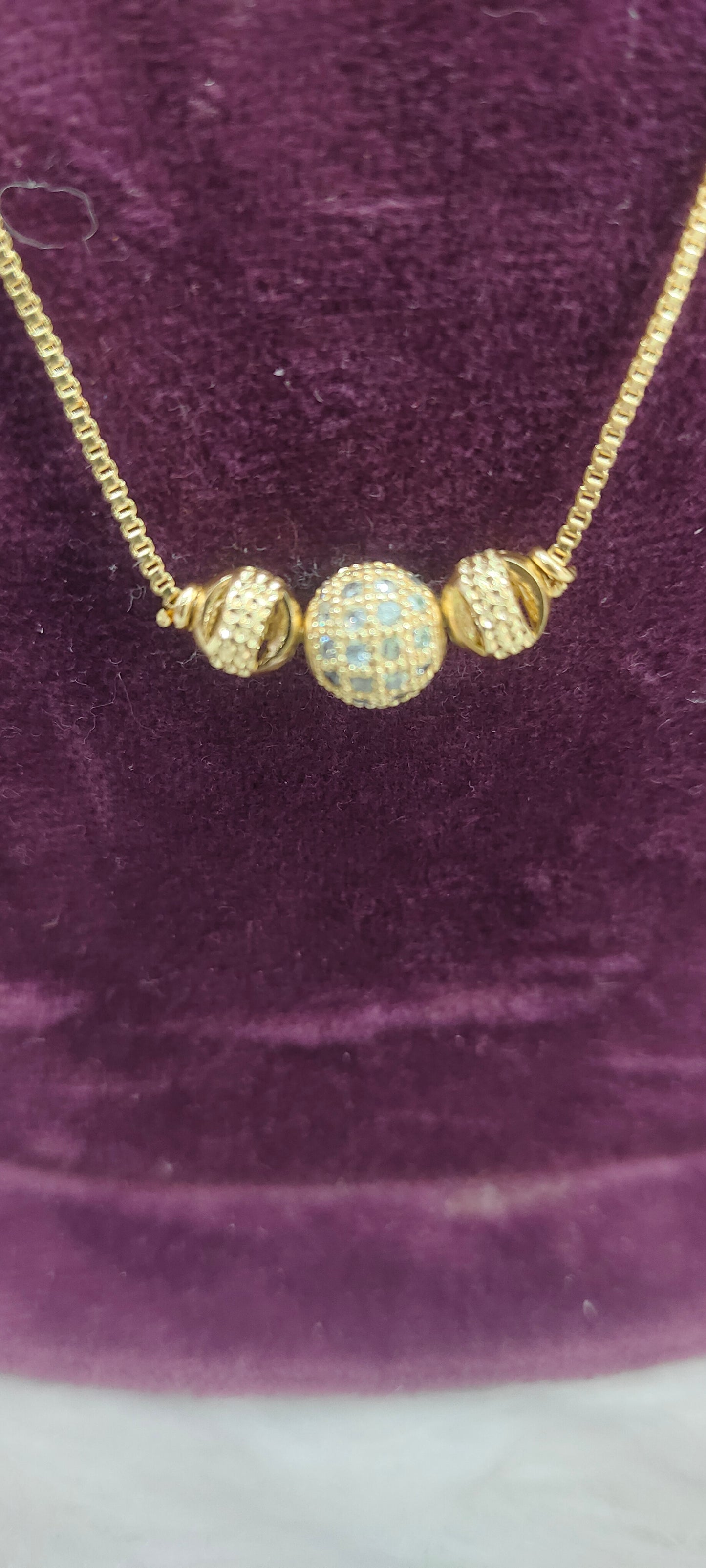 Premium micro gold plated 18" length white stone ball chain