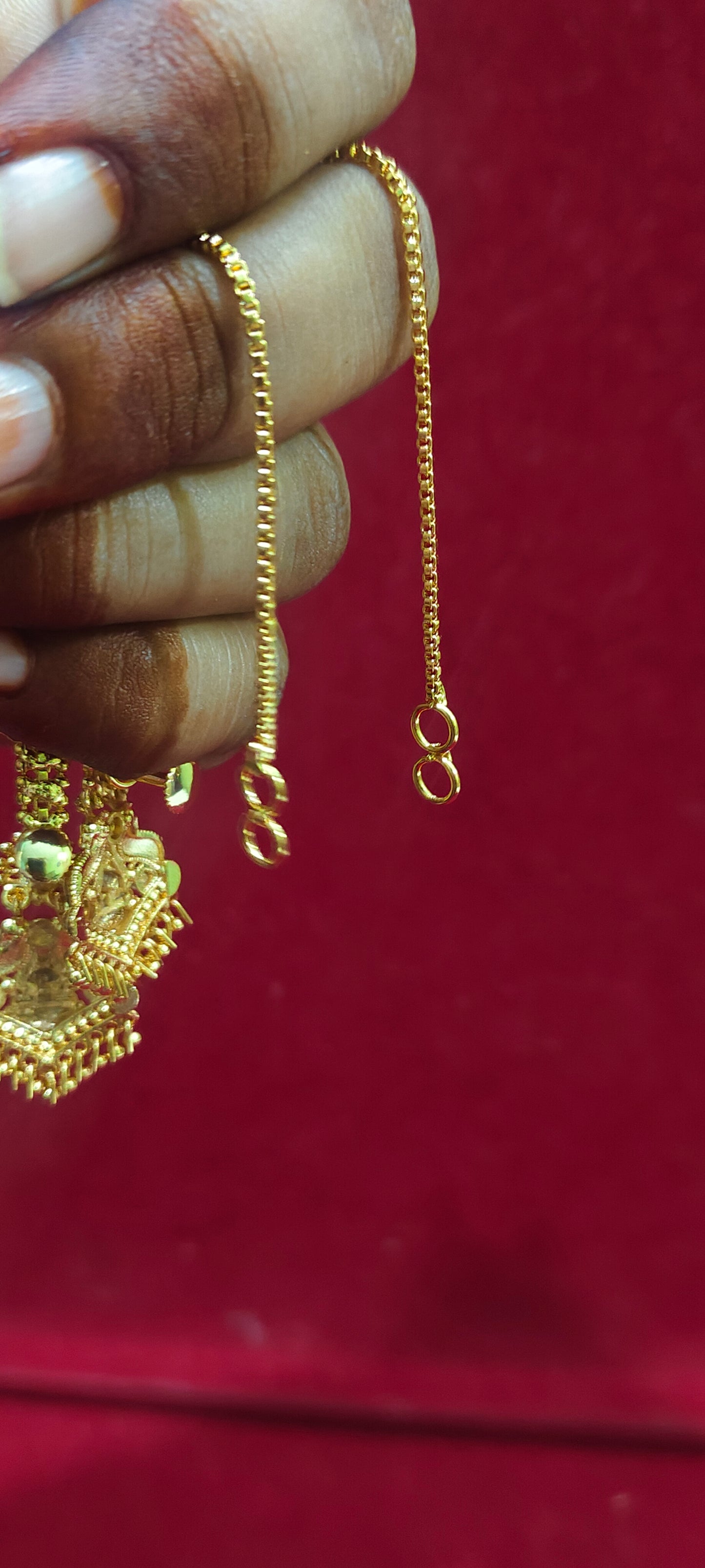 Real gold look earrings and chuttu maati combo