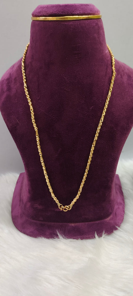 Pure panchaloham unpolished 20" length chain with free panchaloham unpolished kada