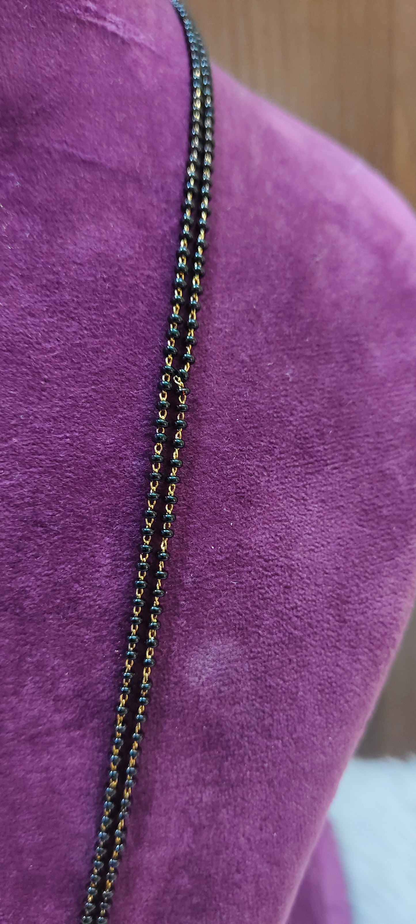 Simple nakshi 26" black beads with earrings
