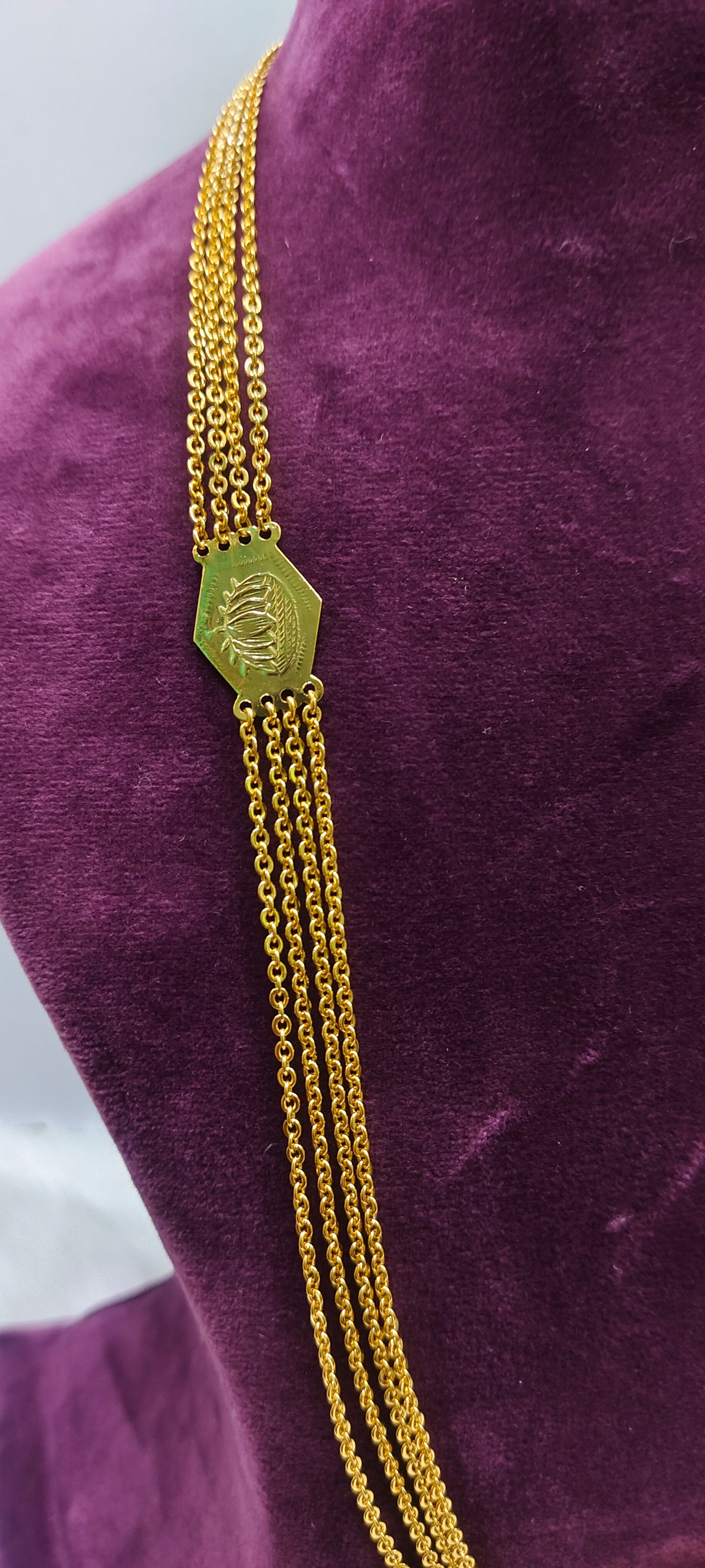 Stunning old gold look 4 line chandra haram