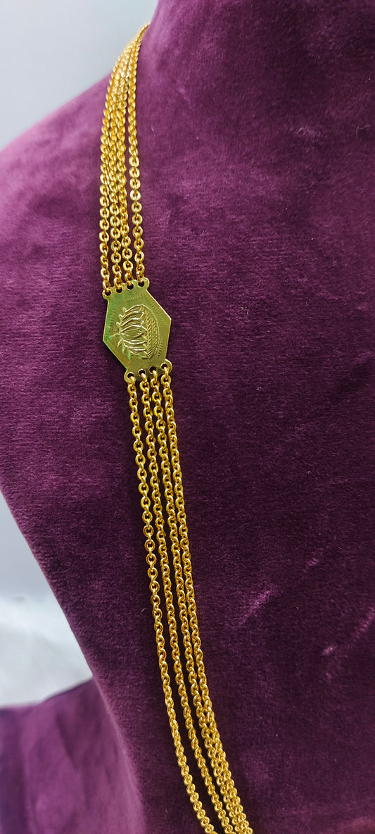 Stunning old gold look 4 line chandra haram