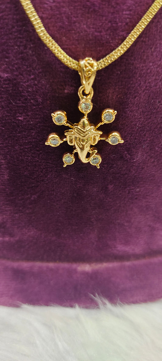 Pure panchaloham Ganesh pendant with micro gold plated 18" length chain