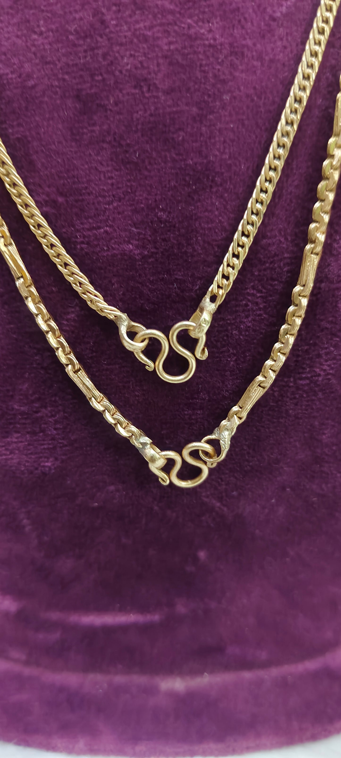 Pure panchaloham unpolished 18" length 2 chain combo