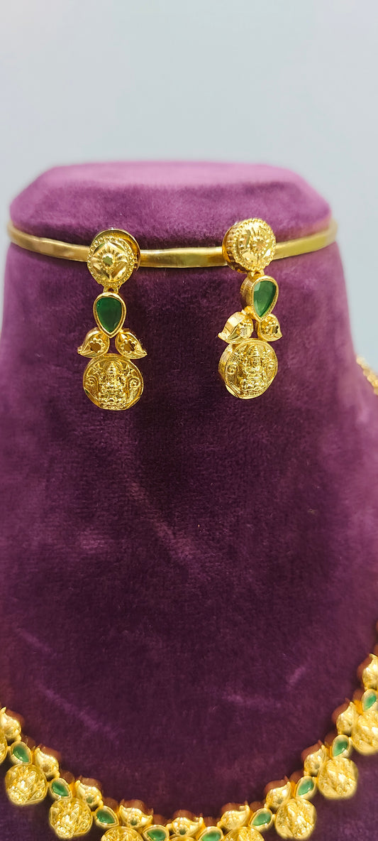 100% gold look kasu necklace set