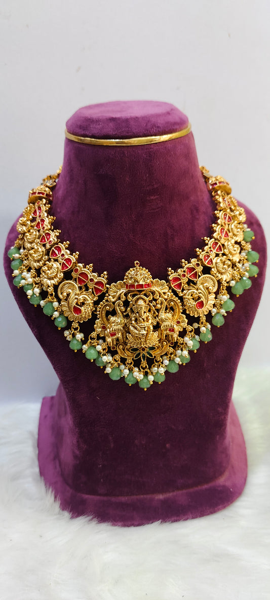 Non premium antique nakshi choker set