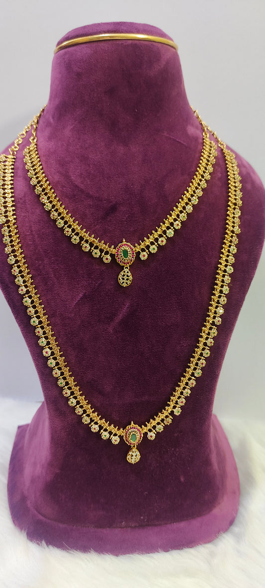 Premium necklace and long haram combo set