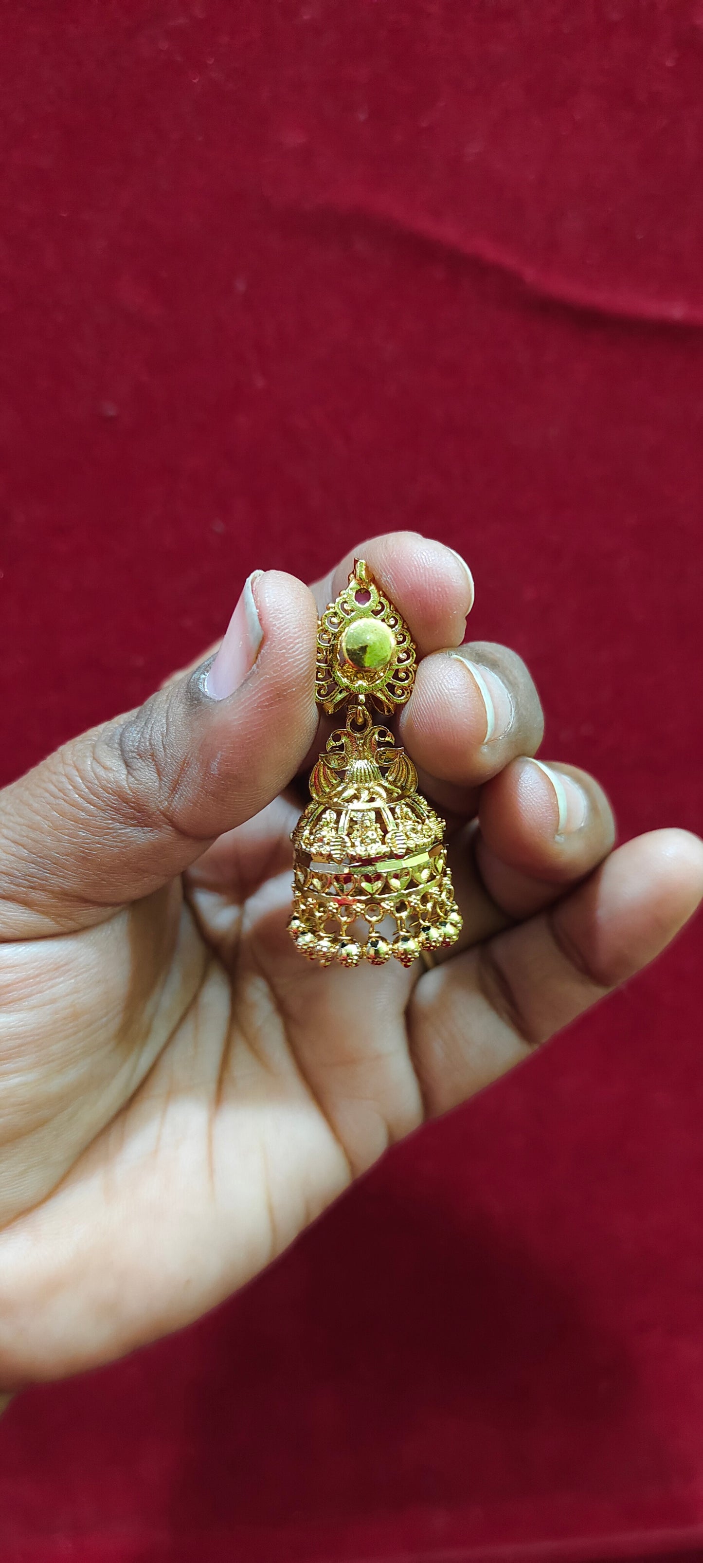 Premium nakshi kasu jumkas and earchains combo