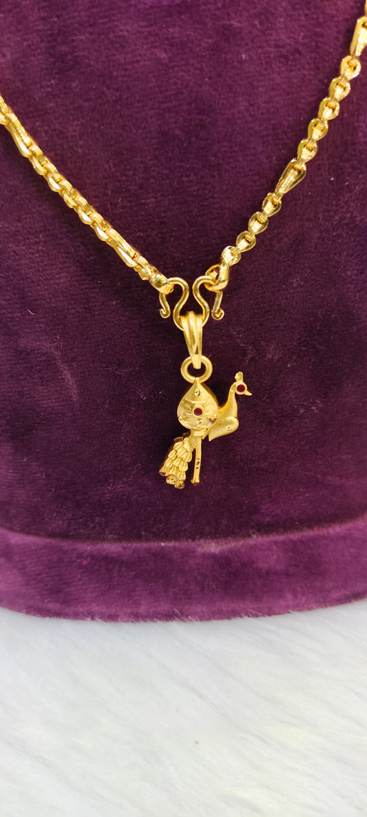 100% gold look murugan pendant chain