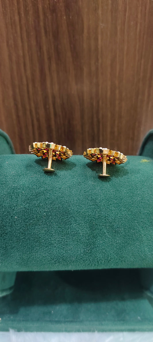 Pure panchaloham big studs with Ruby and pearl combination