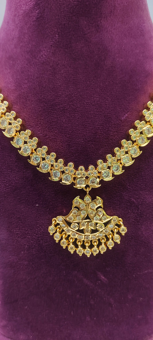 Pure panchaloham traditional white stone mango necklace