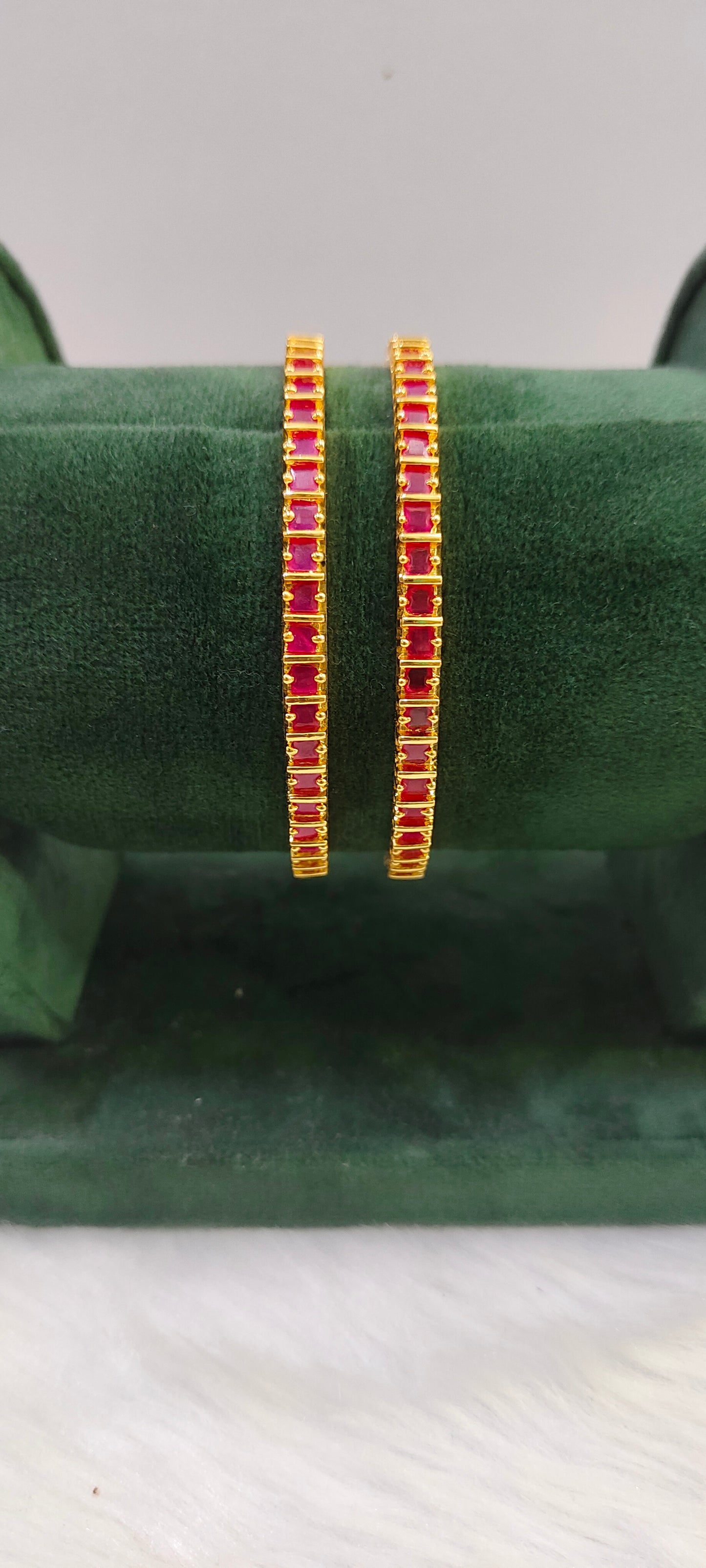 Gold look Ruby cz bangles