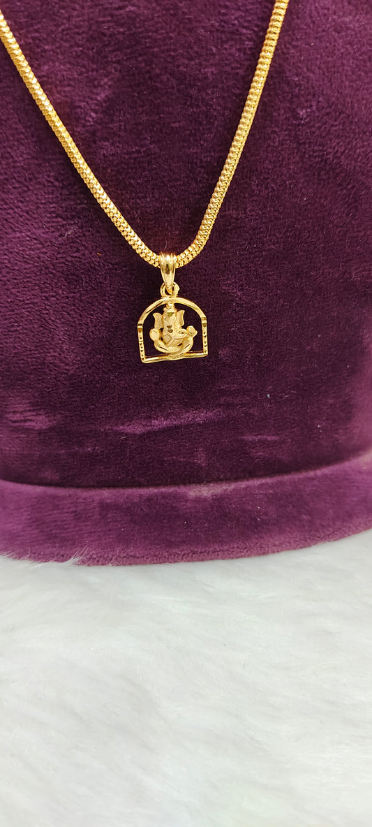 Premium micro gold plated 18" length ganesh pendant chain