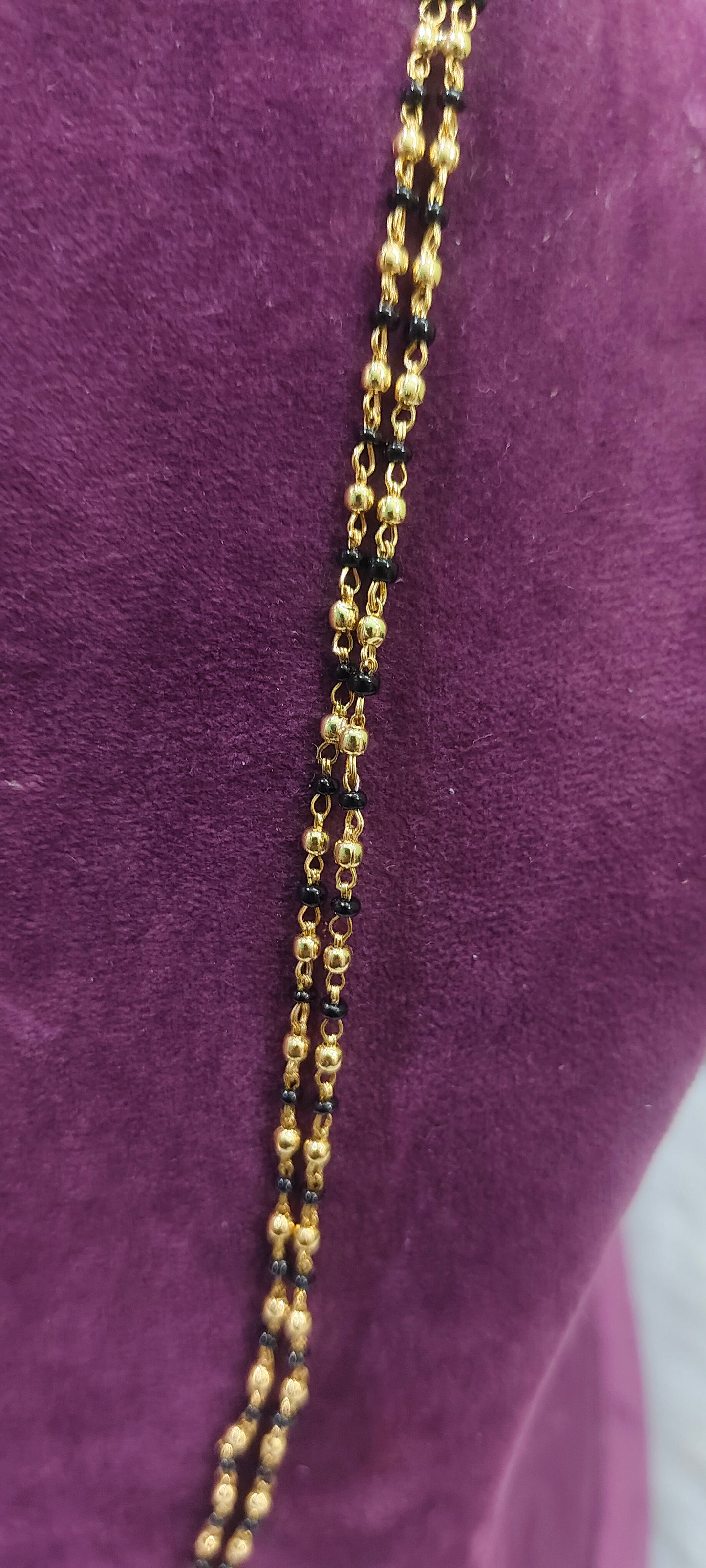 Premium gold look 26" length 2 line black beads