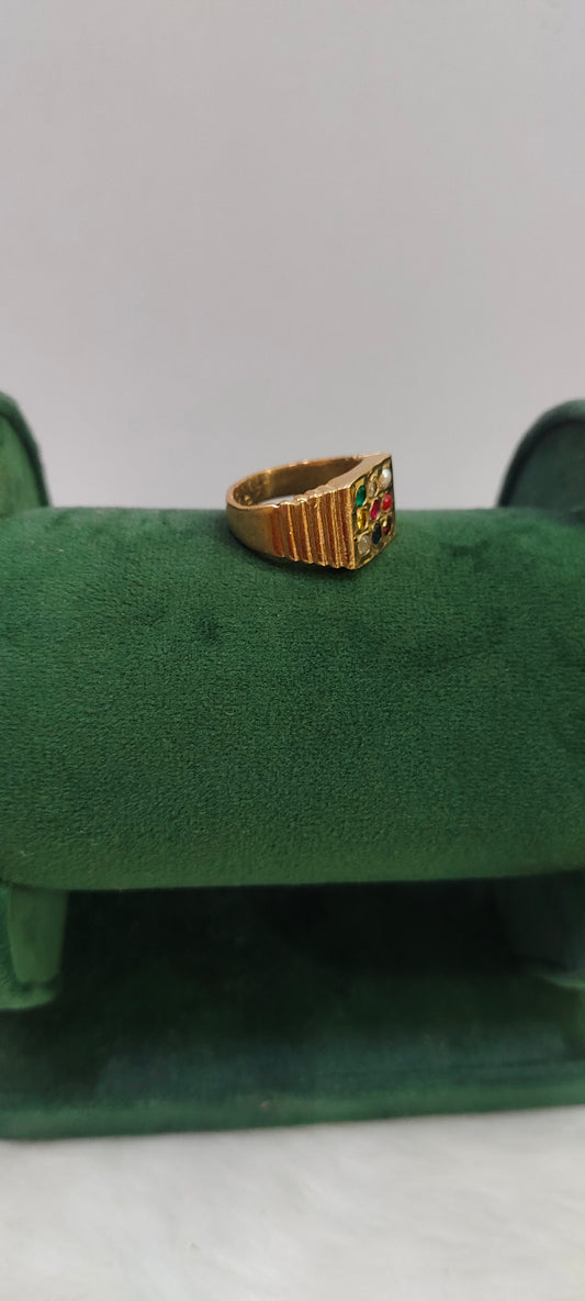 Pure panchaloham unpolished navratan ring for men