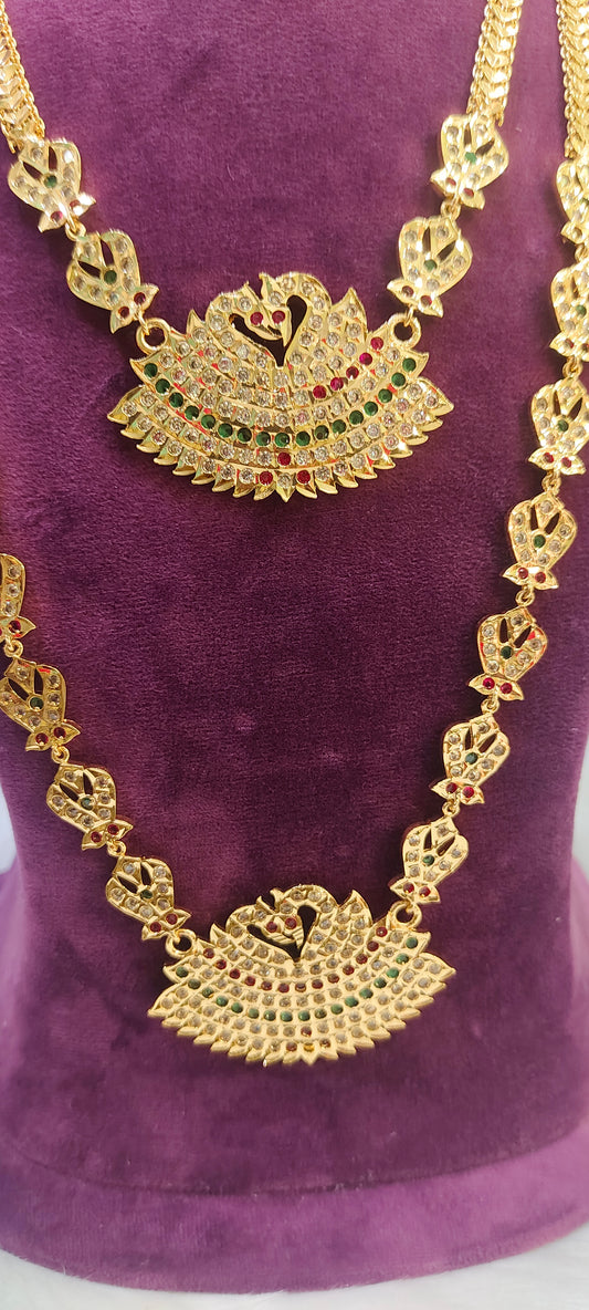 Pure panchaloham necklace and long haram combo set