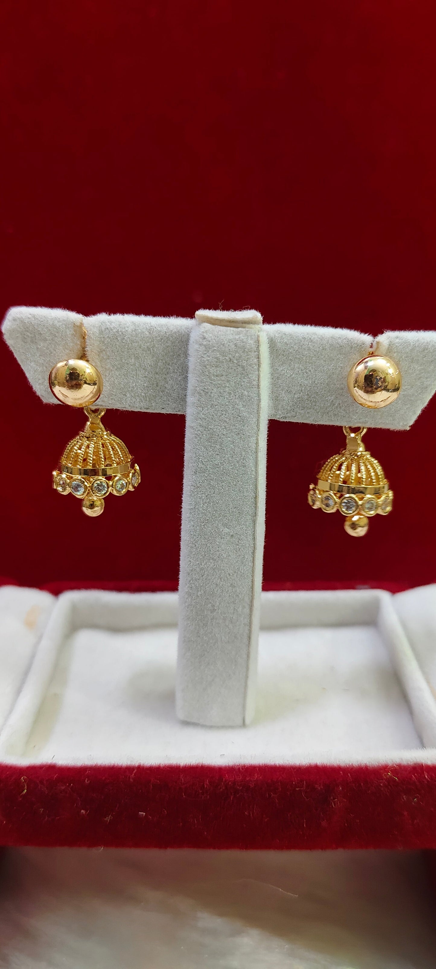 Pure panchaloham diamond look jumkas with detachable stud