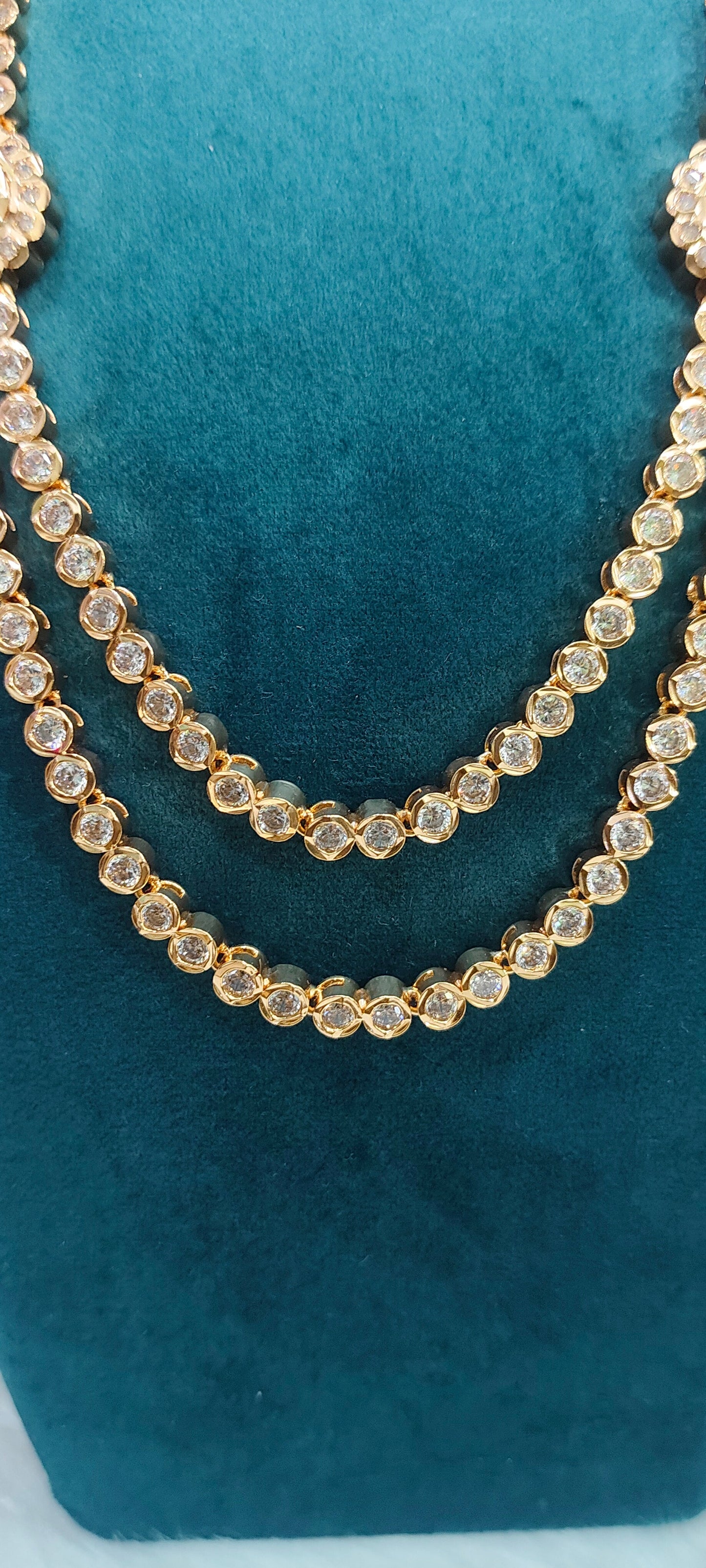 Pure panchaloham diamond look 2 step necklace