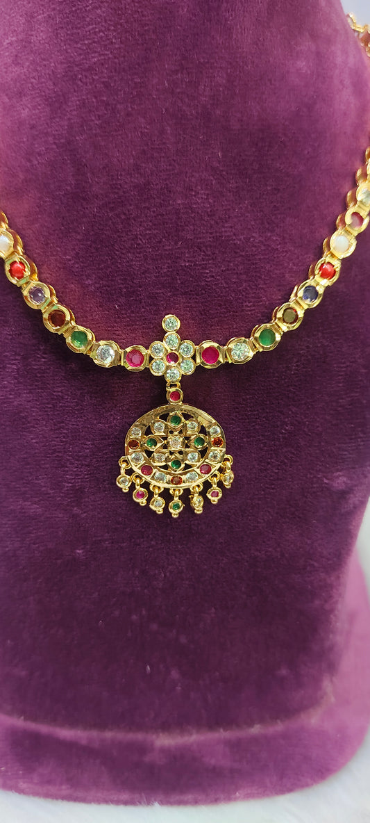 Pure panchaloham navaratna necklace