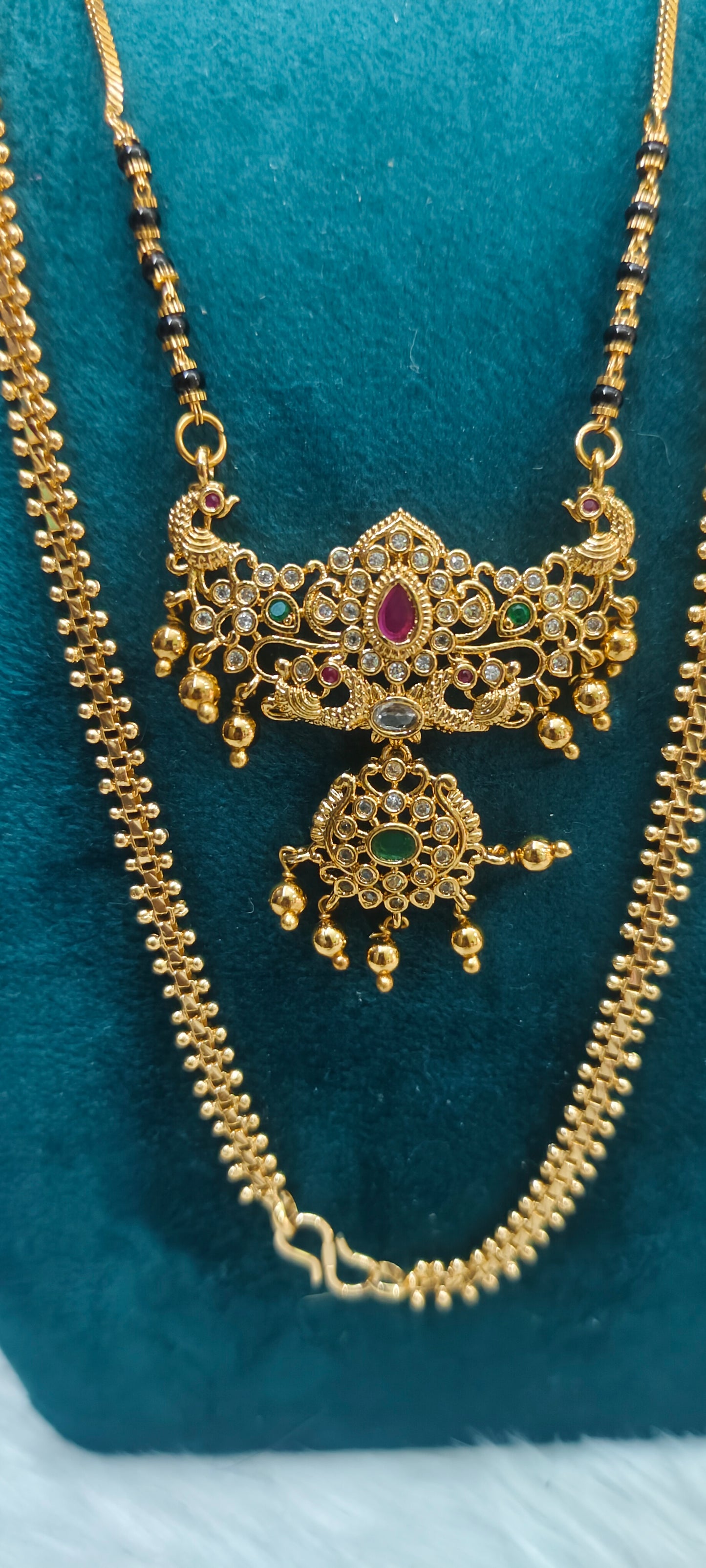 Premium micro gold plated daily wear 3 set combo (thali chain 24", black beads 20" length, mangalsutra)