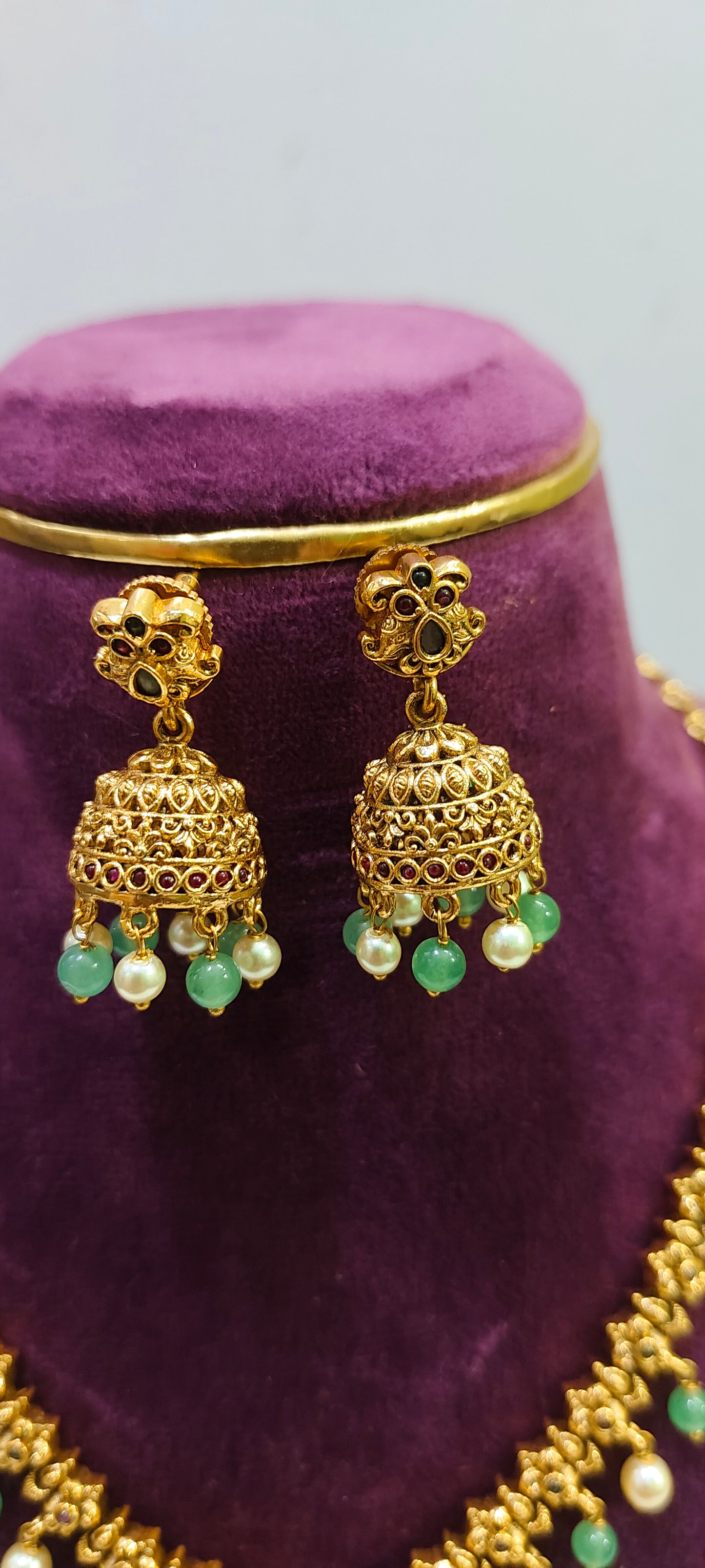 Premium antique nakshi 3d embossed bridel necklace set