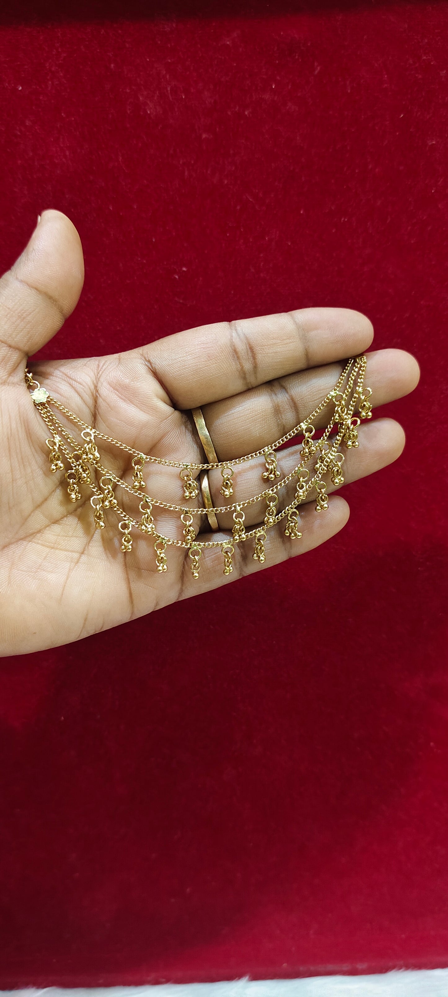 Premium nakshi finish earchains pair