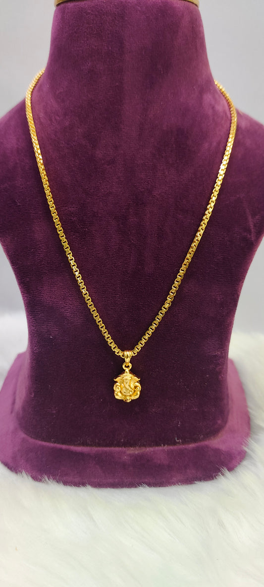 1 gram plated loard ganesh chain 18"length