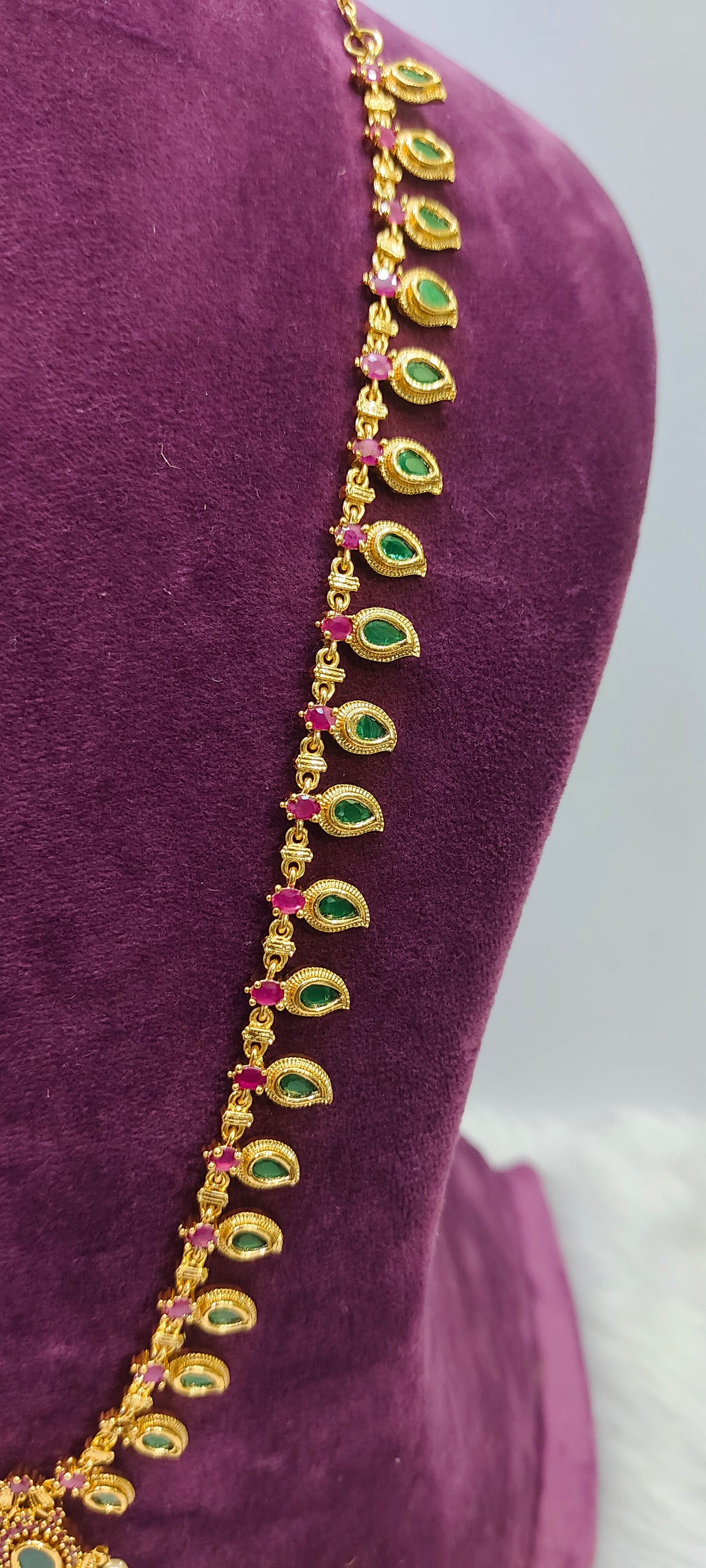 Budjet friendly green stone 26" length long haram set