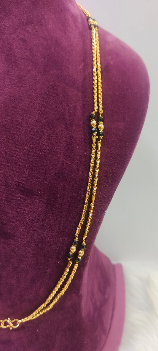 1 gram plated 30" length 2 line thali chain