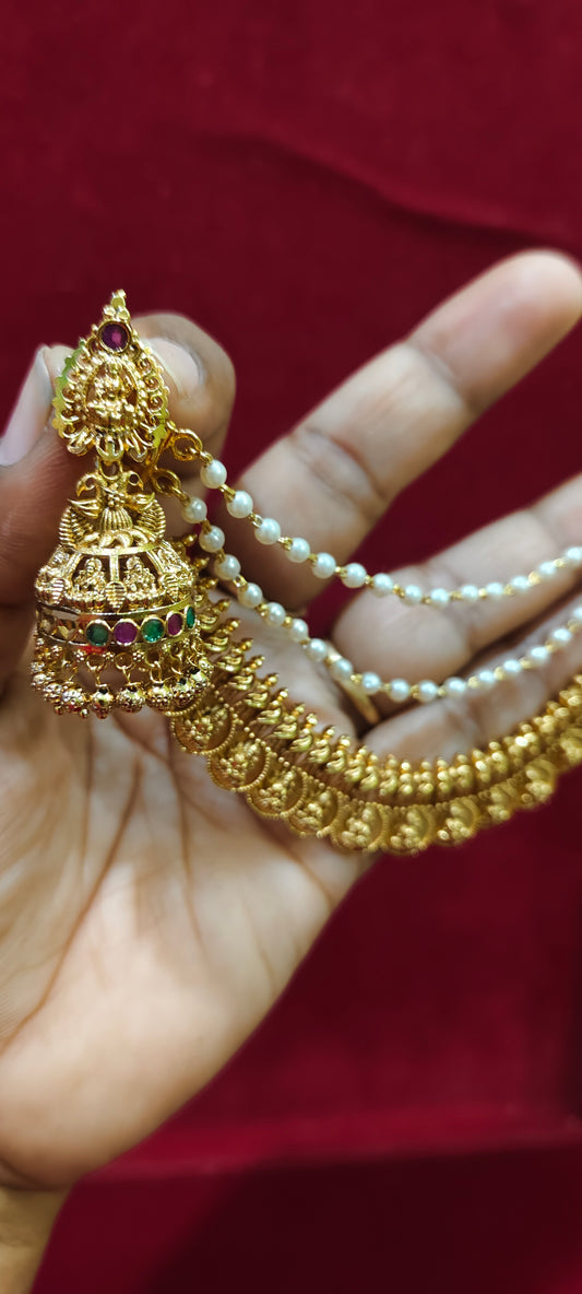 Premium nakshi kasu jumkas and earchains combo