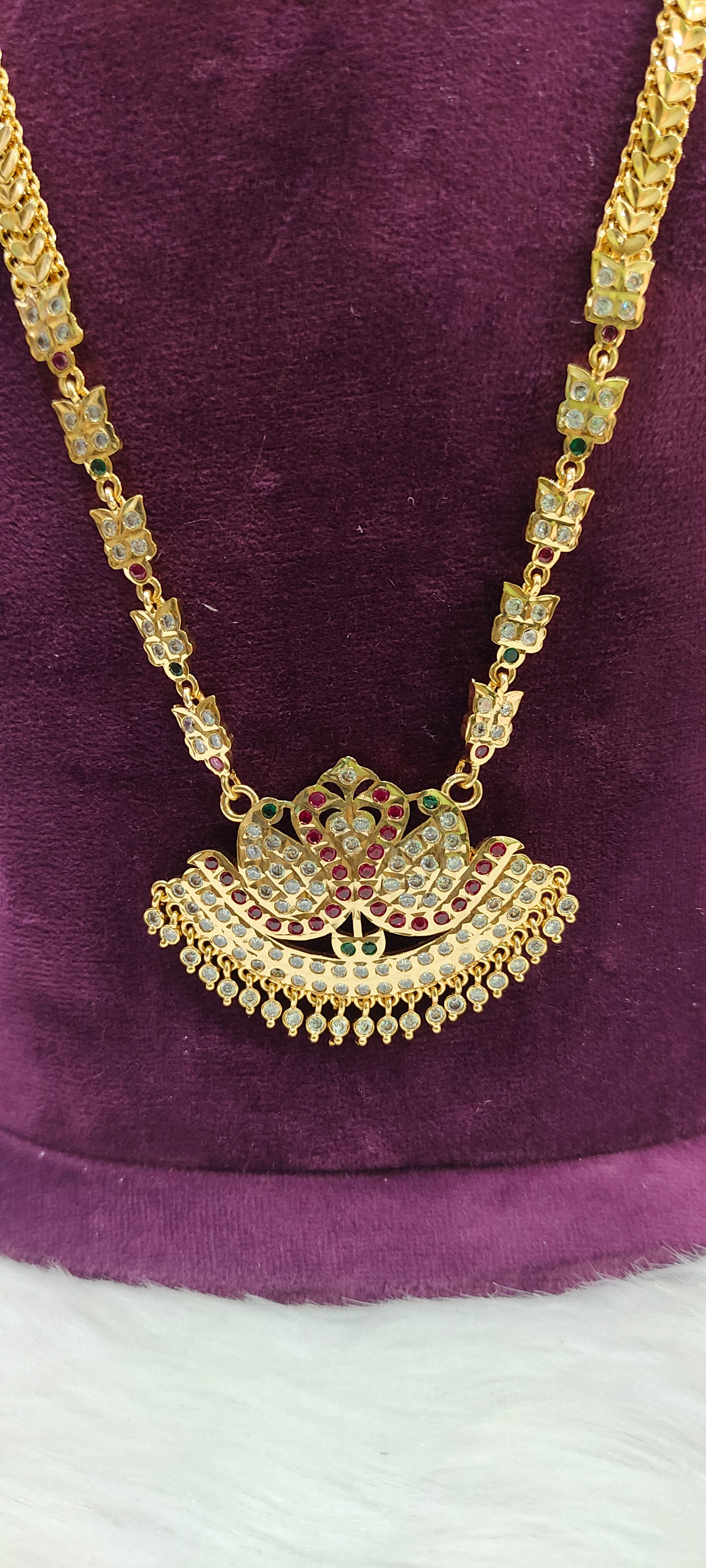 Pure panchaloham necklace with pendant chain (only chain pattern in pendant chain is not panchaloham)