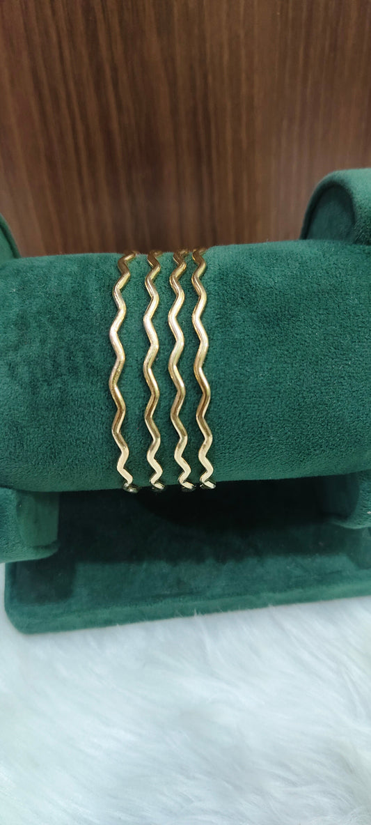Pure panchaloham unpolished wave bangles