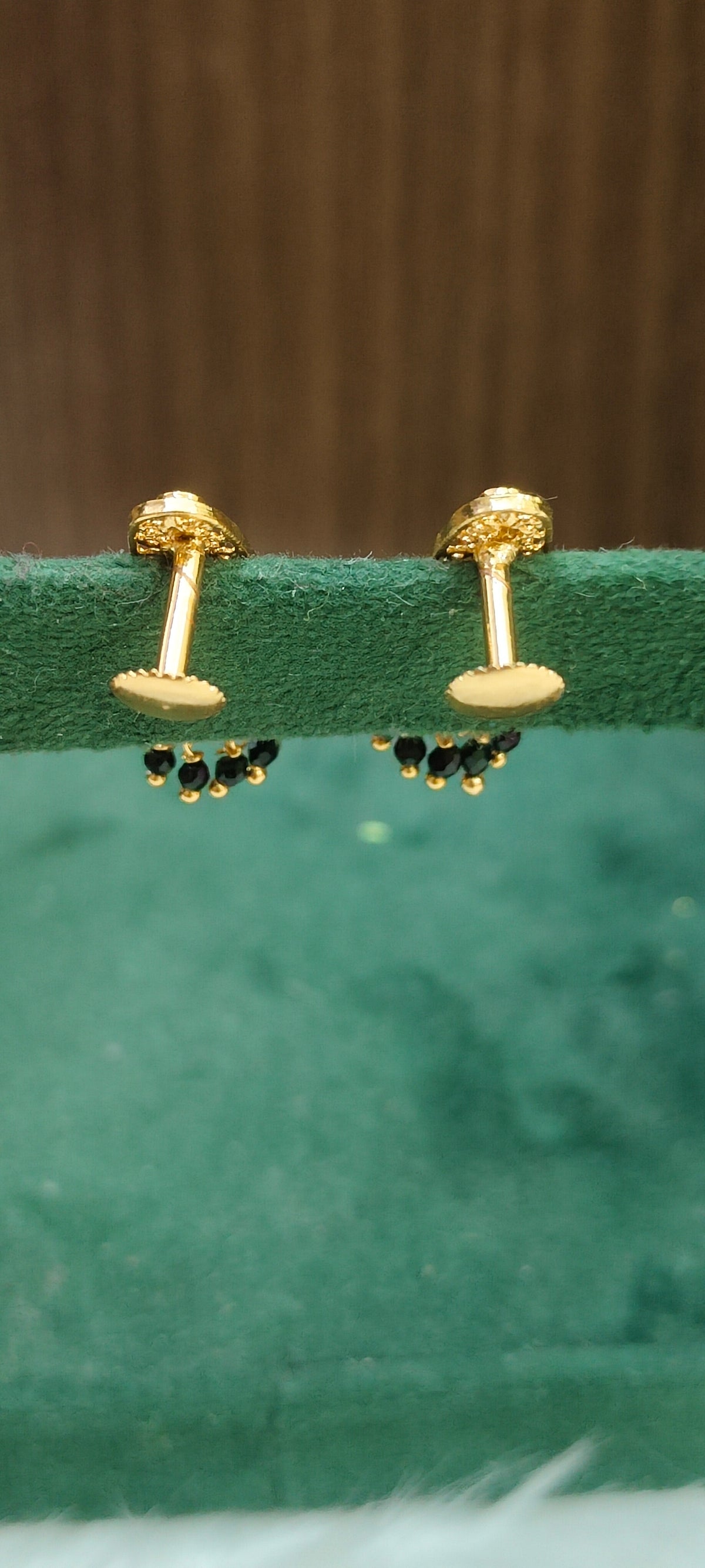 Premium micro gold plated daily wear gold model black beads jumkas