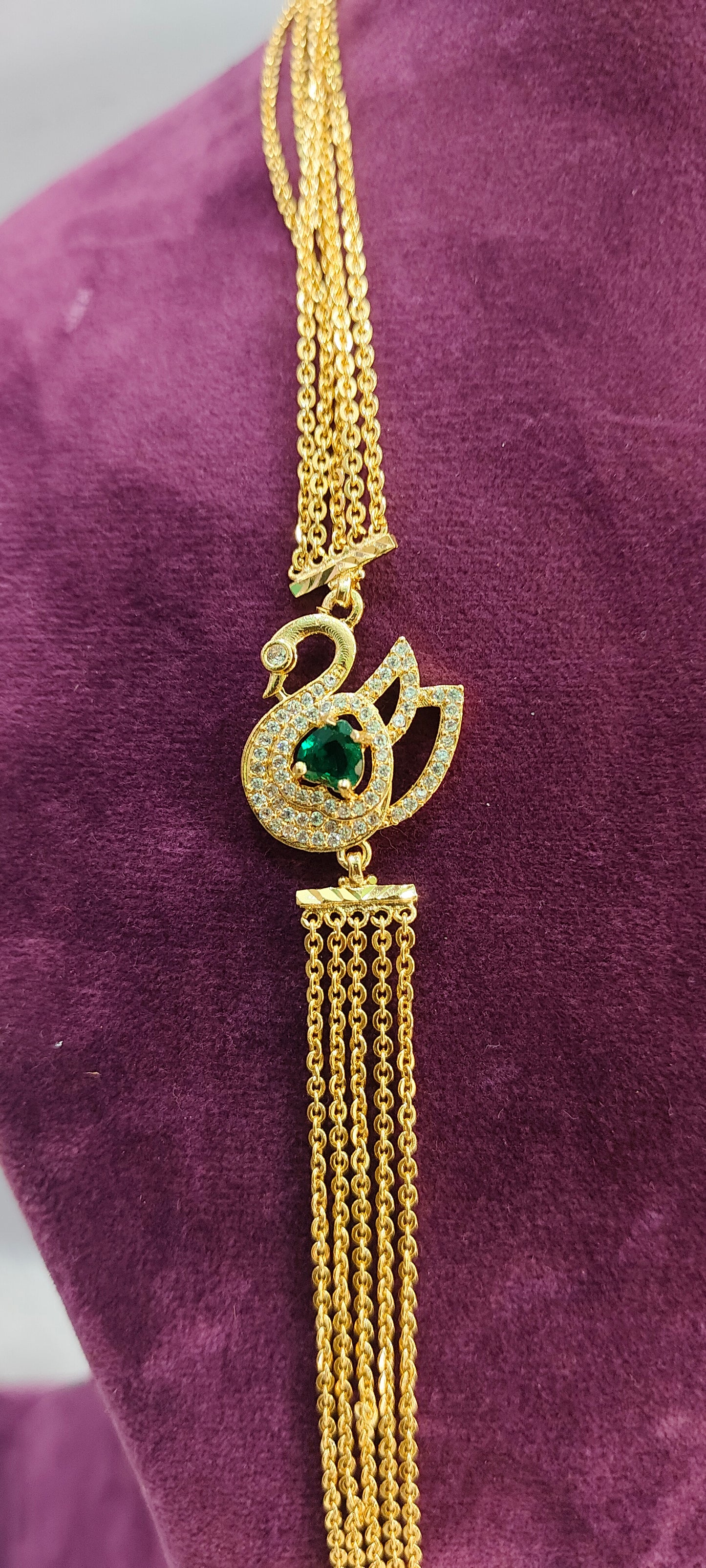 Premium micro gold plated 26" length 4 line chandraharam
