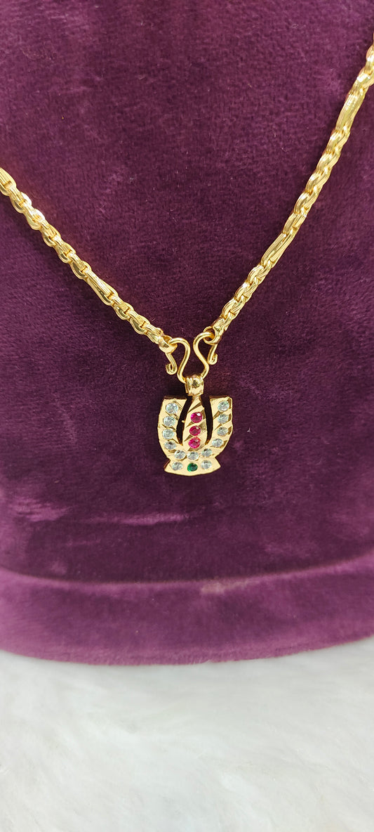 Premium micro gold plated 20" length 5 plus 1 chain with pure panchaloham polished pendant (only locket panchaloham)
